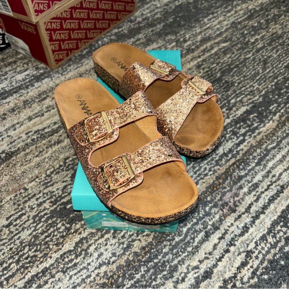 Anna Rose Gold Glitter Sandals